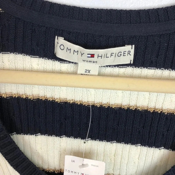 NWT Tommy Hilfiger Striped V-Neck Pullover Sweater‎ Size 2X - Picture 3 of 9